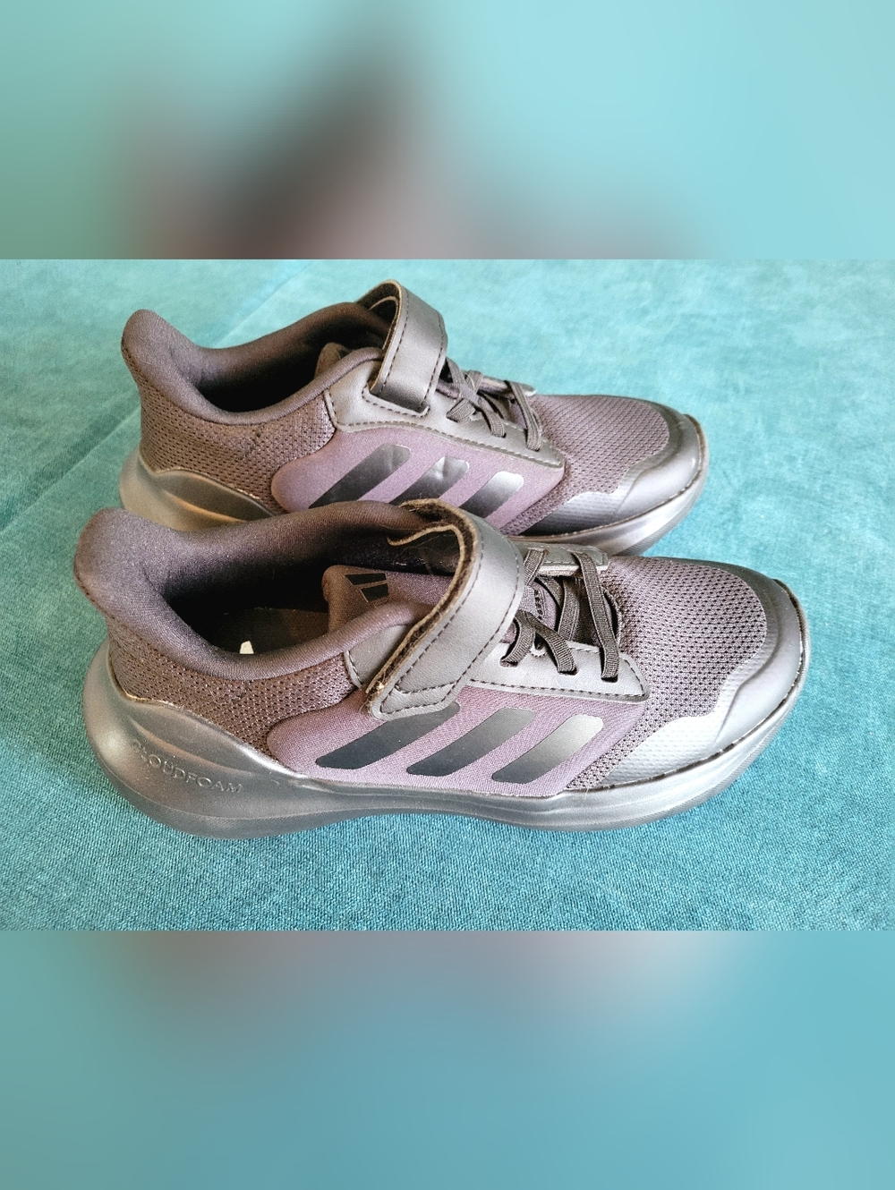 Adidas Size 3 Kids Black Velcro Athletic Sneakers